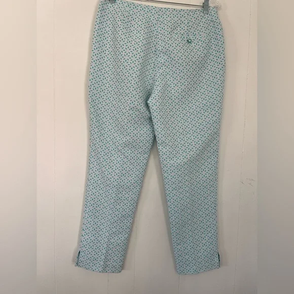 EP Pro Teal and White Floral Eyelet Marseille Pants Size 10 - Picture 11 of 13